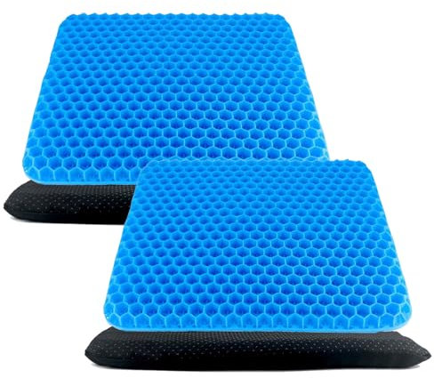 EDS Gel Seat Cushion Soft Honeycomb Design Non-Slip & Breathable Support Pad for Office Chair Car Seat Gaming & Wheelchair Use (PACK OF 2)