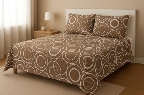 Corredocasa Copriletto Piquet di Puro Cotone Primavera Estate Coperta Casa Salva Letto Manifattura Italiana Disponibile in Diverse Misure (Marrone, Una piazza e mezzo)