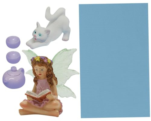 ifundom 1set Resin Cat Fairy Figurine Teacup Decoration for Garden Landscape Night Light Decor Cat Ornaments for Use
