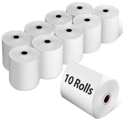 Thermorollen 80mm x 80m x 12mm Bonrollen 10 Stück, Kassenrollen mit Recycelbarer Kartonhülse, Thermopapierrollen aus hochwertigem Thermopapier für Registrierkasse POS Terminal