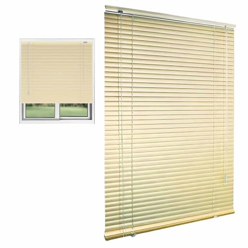 Aluminium Jalousie Nach Maß Innen Fenster Jalousie Sichtschutz Verdunkelungs Jalousette Metall Lamellen 25 Mm Für Fenster Türen Büro/Schlafzimmer/Bad/Küche(Light Yellow)