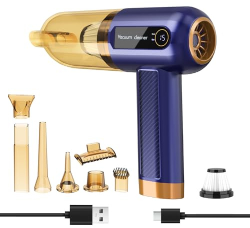 Handheld Vacuum Cleaner Portable Car Hoovers Cordless Car Vacuum Cleaner 7 Nozzles Rechargeable Powerful 15000Pa Mini Hoover for Pet Hair Home Office Kitchen Carpet