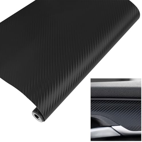 152x30 cm Pellicola Adesiva in Vinile Effetto Fibra di Carbonio 3D per Auto e Moto, Pellicola in Vinile 3D in Fibra di Carbonio per Auto, Pellicola Adesiva Nera Carbonio, Impermeabile e Antigraffio ﻿