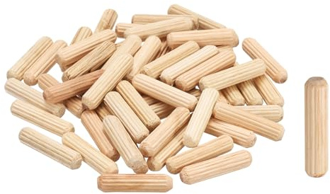 sourcing map 50Pcs Wooden Dowel Pins, M6 x 25mm Straight Dowel Rods Wood Fluted Dowels Rods for Crafts Furniture DIY Hardwood