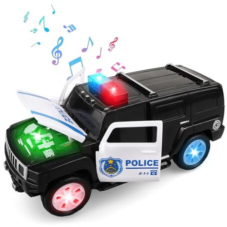 AtomDream Tech Police Car Toy with LED Lights and Siren Sounds for Kids Ages 3-8, Police Truck Vehicle Toy for Toddlers Boys Girls Christmas Birthday Gifts(002)