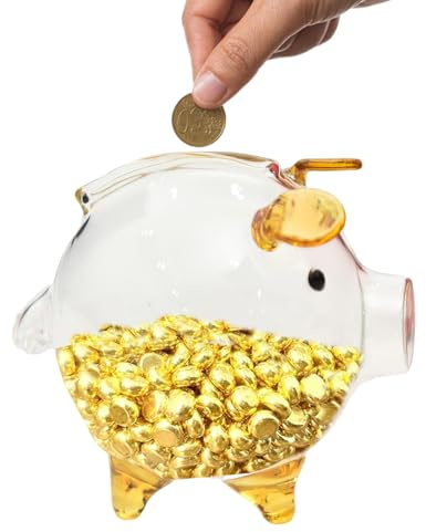 Nbbwwu Salvadanaio trasparente a forma di maiale, salvadanaio, infrangibile, adorabile e creativo, per compleanno, festa dei bambini, festival e compleanno