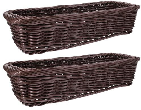 Nolitoy Woven Kitchen Basket: Organizer for Cutlery and Spice Jars Narrow Storage Box for Tabletop and Kitchen Wicker Storage Basket for Home and Dining