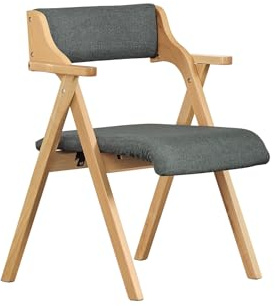 SoBuy Chaise Salle à Manger Pliante en Bois avec Coussin – Chaises de Cuisine et Chaise de Salon Pliable Confortable, Chaises Bois pour Bureau ou Jardin, Gain de Place, Gris foncé FST98-SG