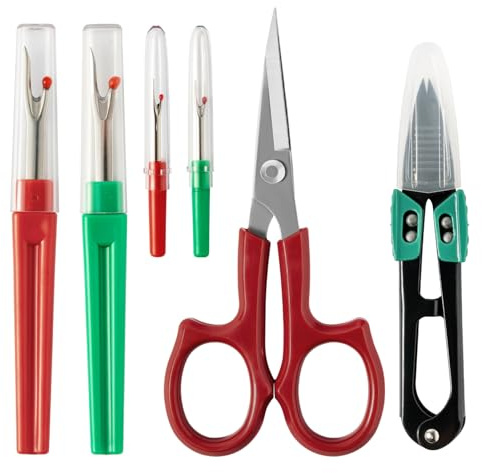 Kit Scucitore Damita 5 Pezzi – Forbici tagliafilo, forbici da ricamo curve, 2 scucitori grandi e 2 piccoli – Accessori per cucito, quilting e hobby creativi