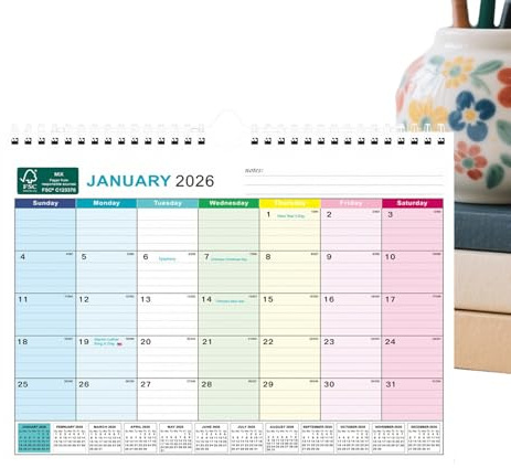 Wandkalender 2026-2027 – Wochenplaner mit Feiertagen | Tischkalender und Wandplaner 18 Monate | für Stundenplanung, Zuhause, Büro, Schule, Klassenzimmer, Familie