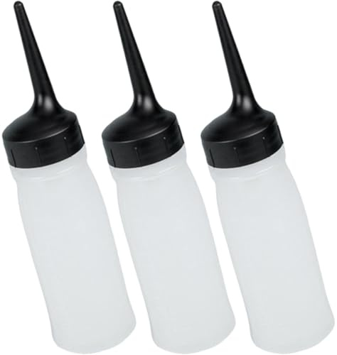 Generico Flaconi Applicatori per Tintura per Chioma 3 Pezzi Piccoli in Pp Bottiglie Comprimibili Punta Angolata per Colorazione e Styling Chioma a Casa