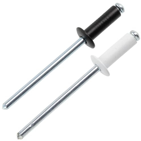 AERZETIX - Lot de 50 Rivets aveugles Ø4x12 mm à tête plate, RAL 9005 noir et RAL 9010 blanc | en aluminium/acier | pour assemblage esthétique et fixation rapide
