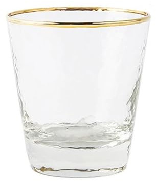 LJHFG63KUYT Verres Verres à eau coniques en verre martelé avec bord doré, transparents, fond épais, compatibles lave-vaisselle pour jus(Petit)