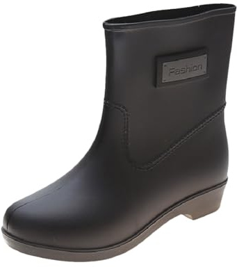Stivali da pioggia da donna in gomma da donna leggeri per canottaggio, pesca, giardinaggio, agricoltura, scarpe da pioggia aperte alte da donna, Nero , 40 EU
