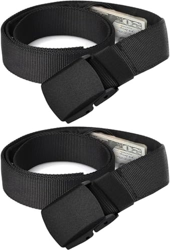 2 Pièces Ceinture Cache Billets Homme,Ceinture de Voyage Porte-Monnaie