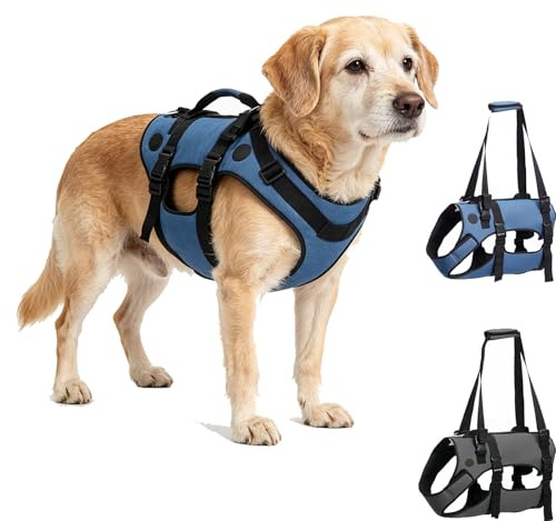 Imbracatura per cani con artrosi, aiuto per la mobilità, imbracatura traspirante per cani anziani con problemi articolari, supporto quotidiano, per più buone giornate insieme (blu, L)