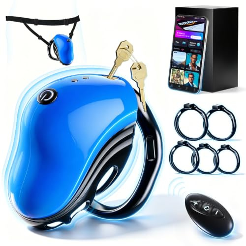 Vibrating Chastity Cage Male Sex Toys for Men - APP Strap Support Penis Cock Cage Beginner Cages, Mens Sex Toyscouples for Man BDSM Device, Inverted Chasity Lock Belt Set Sissy Toy with 5 Cock Rings