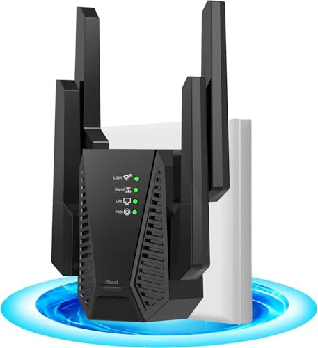2026 WiFi Extender Booster, Internet Booster, WiFi Repeater, 4 Antennas WiFi Booster, 2.4GHz Frequency Band, Gigabit Ethernet Port, Covers Up to 9000 Sq.ft and 35 Devices, App Control