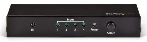 StarTech 4-Port HDMI 2.0 Video Switch Box, 4K 60Hz, Automatisch, 7.1 | Automatische Umschaltung, Ultra-HD, Multi Port Hub, 1 In 4 Out, IR