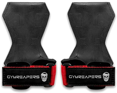 Gymreapers Gewichthebergriffe (Paar) für schweres Powerlifting, Kreuzheben, Rudern, mit Neopren gepolsterter Handgelenkbandage und starken Gummihandschuhen oder Gurten für Bodybuilding