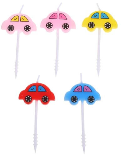 Amosfun Mini Auto Kerzen Set 5 Stück Geburtstagskerzen Für Torte Kindergeburtstagsfeier Tortenaufsatz Kuchen Dekoration Sicher Ungiftig