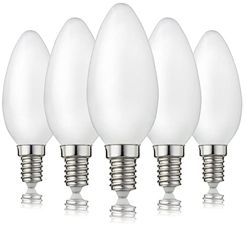 hellum LED Glühbirne Kerzenlampe E14 5er, 4,5W warmweiß LED Lampe mit 470 Lumen LED Filament, E14 Vintage Led Leuchtmittel ersetzt 40-Watt Glühbirne, C35 2700 Kelvin warmweiss Matt, 207217