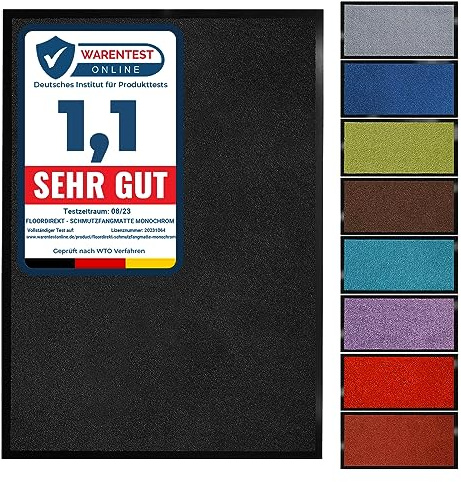 Floordirekt Schmutzfangmatte Monochrom | Fussmatte in 10 Größen & 8 Farben | Türmatte für innen & außen (200 x 300 cm, Schwarz)