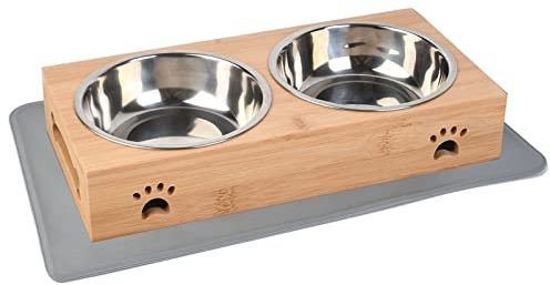 BOENTA hundenapf, futternapf Katze, futternapf Hund, fressnapf Katze, hundenapf kleine Hunde, fressnapf Hund, hundenapf Edelstahl, Mit napfunterlage Hund (350 ml pro Schüssel)