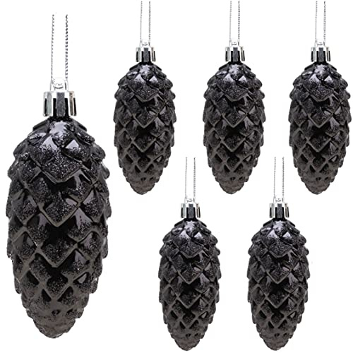 Christmas Concepts® Pack de Boules de Noël en Pomme de pin de 6 à 90 mm (3.6) – Décorations Brillantes et Scintillantes – Décorations de Noël de Luxe (Noir)