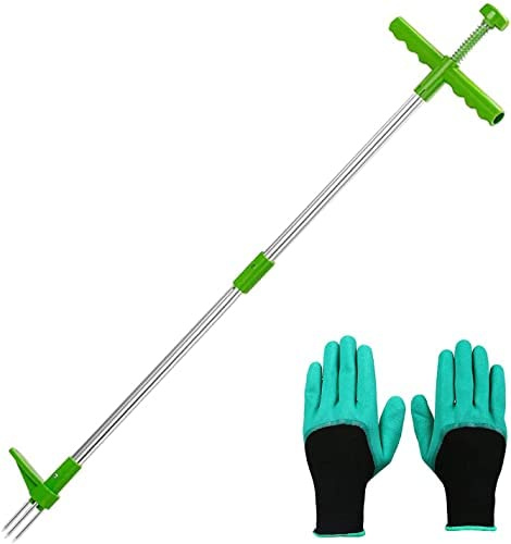 Unkrautstecher mit Stiel, Unkrautausstecher Stehende, Unkraut Entferner Gerät, Pflanze Wurzel Entferner, Unkraut Jäten Werkzeug Lang Stiel Löwenzahn & Unkraut, Löwenzahnstecher Hacke 3 Gartenkralle