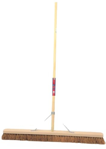 Synx Tools Hallenfeger Hausbesen 90 cm, Saalbesen, Besen, Zimmerbesen mit Stiel,Industriebesen, Stubenbesen, Weiche Besen 90 cm, Hallenbesenmit Stiel 160 cm, Cocoshaar,Extra breit