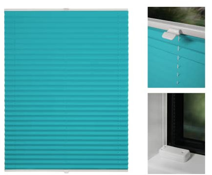 metablo Thermoplissee nach Maß Plissee zum Bohren Innendekoration Sicht und Sonnenschutz Wärmeschutz Fensterplissee für viele Gößen Türkis B: 30-40 cm, H: 40-100 cm