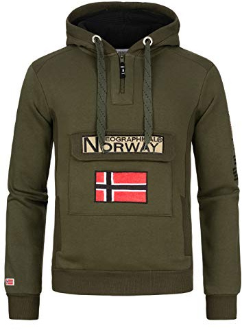 Geographical Norway Gymclass Men - Hoodie Herren mit Kapuze Zip Tasche Känguru Mann - Pullover Sweatshirt Warm Langarm - Hoody Männer Jungen Frühling Sommer Herbst Winter