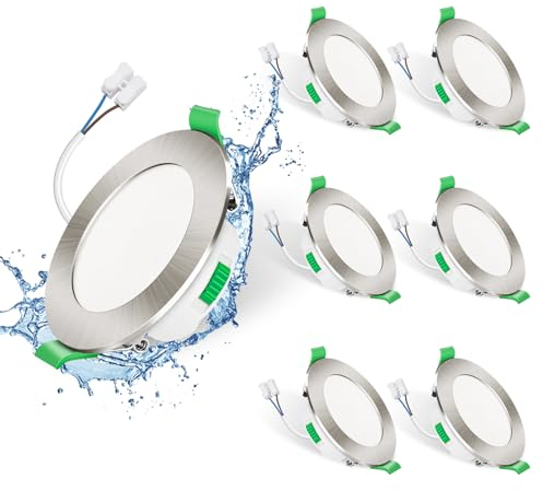 ALUSSO LIGHTING Lot de 6 spots LED encastrables à intensité variable 7 W IP65 pour salle de bain, cuisine, salon, blanc chaud, blanc neutre, blanc froid