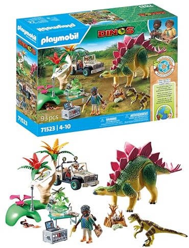 PLAYMOBIL Dinos 71523 Forschungscamp mit Dinos, aufregende Entdeckertour mit den Forschern, inklusive Funkgerät, Mikroskop und Dinoeiern, nachhaltiges Spielzeug für Kinder ab 4 Jahren