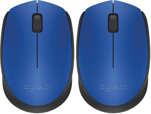 Logitech M171 Ratón inalámbrico para PC, Mac, portátil, 2,4 GHz con minireceptor USB, Seguimiento óptico, duración batería 12 Meses, ambidiestro, Azul (Paquete de 2)