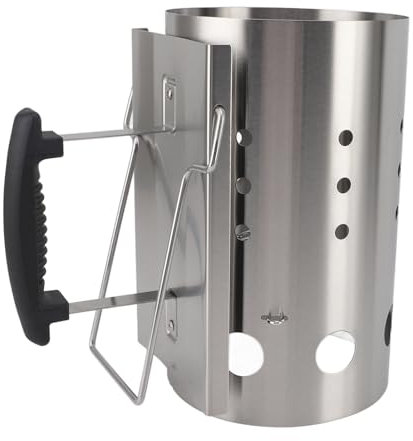 Cosiki Holzkohlekamin-Starter, Holzkohlegrills, Tragbarer Grill-Kamin-Starterfass aus Edelstahl, Holzkohlekamin-BBQ-Grillwerkzeuge für Holzkohlegrills und Grills