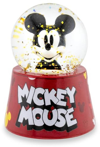 Silver Buffalo Disney Classics - Globo de nieve iluminado con logotipo de Mickey Mouse en caja de 45 mm