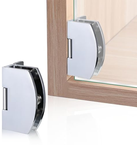 Pivot Hinge 2 Pieces Glass Cabinet Door Hinges Shower Door Pivot Hinges 90 Degree Frameless Glass Door Cupboard Showcase Cabinet Clamp Bathroom Clamp