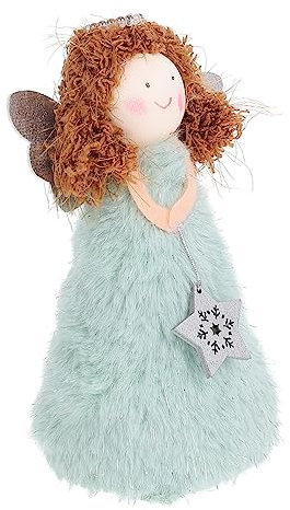 MAGICLULU Weihnachtsengel Dekoration Blau aus PVC und Plüsch als Festliche Baumspitze für Weihnachten und Party Festivalbedarf