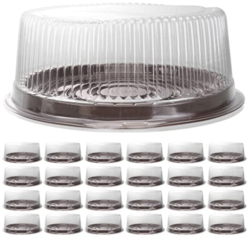 DJLLQYXGD Recipientes para magdalenas, 25 recipientes de plástico para tartas con tapas transparentes, cajas redondas para tartas, recipientes para cupcakes, recipientes de escritorio para mascotas
