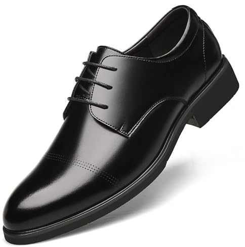 Kanggrei Zapatos con Alzas Oxford Transpirables for Hombre, Zapatos con Alzas Que Aumentan la Altura, 2,4 Pulgadas más Alto, Oxfords con Puntera de Cuero con Cordones, 2,4 Pulgadas más Alto