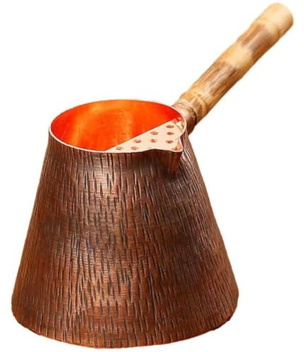 HiyyFloy Pure Copper Milk Pot Hammered Justice Cup Portable Tea Kettle Side Handle Turkish Arabic Coffee Pot for Hotel Office Household Restaurant