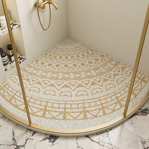 Eckdusche Antirutschmatte,Quadrant Luffa Duschmatte,Weiches Pvc Gebogen Dreieckig Duschmatte,Schnell Trocknend,Anti Rutsch Unterseite,Viertelkreis,FüR Dusche,Dreieckiges Badezimmer,Badewanne