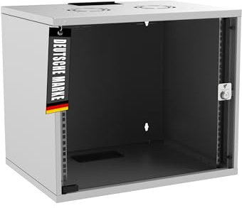 Bemacom Netzwerkschrank - Serverschrank 19 Zoll 9HE - Server-Racks für Wandmontage - EDV-Gehäuse mit Traglast 60kg - 400 x 540 x 460 mm Grau