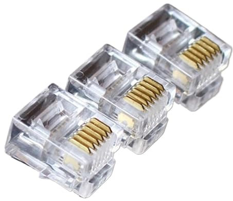 100 Pz 6P6C Testa Di Cristallo RJ12 Spina Modulare Placcato Oro Connettore di Rete for Cavi Telefonici Solidi Connettori