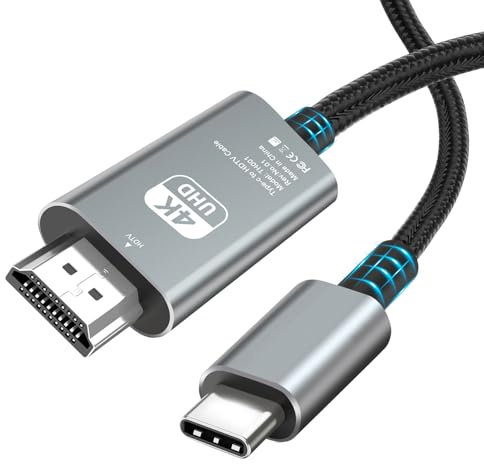 AXFEE Cable USB C a HDMI 4K 2M, Tipo C a HDMI, [Nylon trenzado, Aluminio], Compatible con televisores 4K,iPhone 15,proyectores,consolas de videojuegos (Xbox,Playstation),iPad Pro y más.