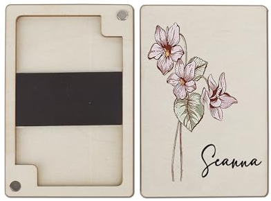 IBLUCTRY Personalized Wooden Needle Box with Magnetic Custom Name & Birth Flower Knitting Needle Box Needle Case Needle Holder Sewing Storage Gift for Women (white)
