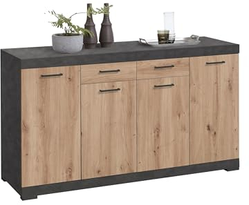 möbelando Kombikommode >Bristol 4 XL< in Matera-Artisan Eiche - 160x89,9x49,9cm (BxHxT)