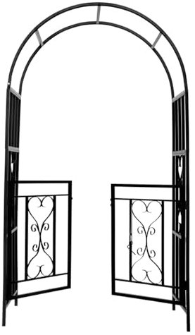 Arche de jardin en métal 110 x 50 x 210 cm - Grand treillis résistant aux intempéries - Pour extérieur, pelouse, terrasse - Noir - Pour tonnelle, mariage, plantes grimpantes